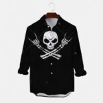 Punk Rock Skull Crossbones Men’s Long Sleeve Dress Shirt