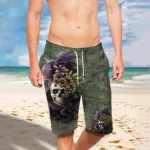 Purple Dragon Gothic Floral Skull Boho Men's Shorts