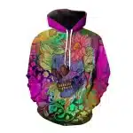 Purple Floral Garden Skull Vibrant Pattern Men's Hoodie