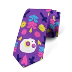 Purple Skull Floral Halloween Festive Men's Necktie