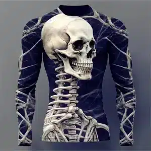 Realistic Skeleton Spine and Skull Men’s Long Sleeve T-Shirt