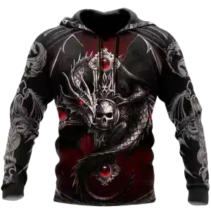 Red-Eyed Dragon Skull Bloody Gothic Men’s Hoodie