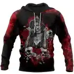 Red Rose Skull Tattoo Gothic Art Black Men’s Hoodie