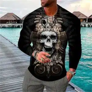 Regal Skull King Armor Black Men’s Long Sleeve T-Shirt