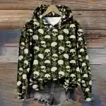 Retro Cannabis Leaf Skull All-Over Print Women's Hoodie