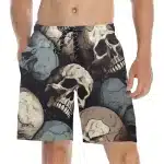 Retro Cartoon Gray Skulls All-Over Print Swim Trunks