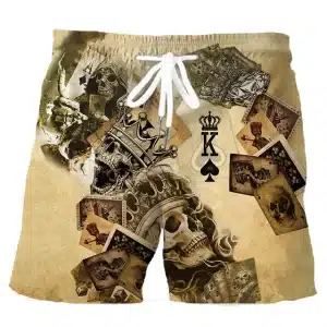 Retro King of Spades Skull Cards Gothic Swim Trunks