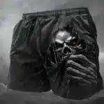 Ripped Red-Eyed Grim Reaper Skeleton Black Men’s Shorts