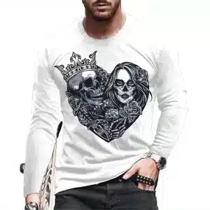 Royal Skeleton Couple Heart Gothic Men’s Long Sleeve T-Shirt