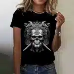 Samurai Skull Sword Warrior Rose Ornate Women's T-Shirt