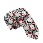 Scary Grinning Stitched Skulls Horror Red Necktie