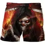 Scary Inferno Reaper Hell Fire Skull Horror Swim Trunks