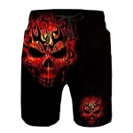 Scary Inferno Skull Hell Flames Horror Swim Trunks