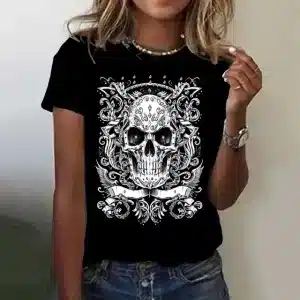 Scary Ornate Skull Wings Gothic Women's T-Shirt