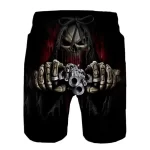 Scary Reaper Skeleton Gunslinger Drip Horror Swim Trunks