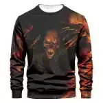 Scary Skull Demon Flame Graphic Black Men’s Sweatshirt