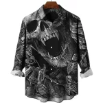 Screaming Skull and Skeletons Men's Long Sleeve Dress Shirt