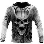 Screaming Winged Skull Horror Gothic Drip Men's Hoodie