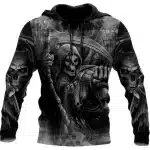 Shadow Reaper Skeleton Gothic Scythe Men’s Hoodie