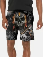 Shattered Skull Bullet Glass Impact Graphic Men's Shorts