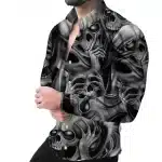 Sinister Skulls Claw Gray Mist Men's Long Sleeve Dress Shirt