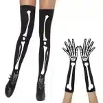 Skeleton Bone Pattern Thigh-High Women’s Stockings Set