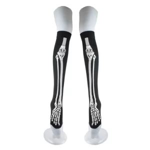 Skeleton Bone Print Black Over-the-Knee Women’s Stockings