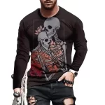 Skeleton Embrace Floral Gothic Men’s Long Sleeve T-Shirt