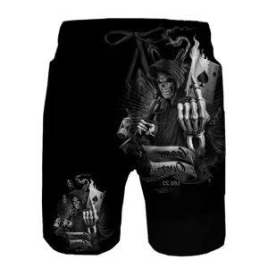 Skeleton Grim Gambler Spade Card Horror Men's Shorts