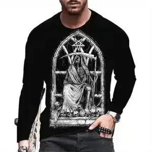 Skeleton Grim Reaper Throne Men’s Long Sleeve T-Shirt