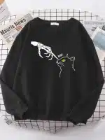 Skeleton Hand Boop Cat Graphic Women's Sweatshirt