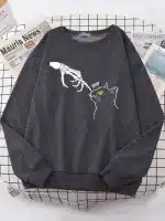 Skeleton Hand Boop Cat Graphic Women's Sweatshirt