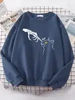 Skeleton Hand Boop Cat Graphic Women's Sweatshirt