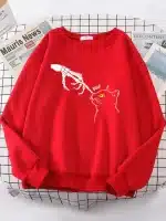 Skeleton Hand Boop Cat Graphic Women's Sweatshirt