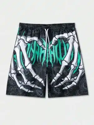 Skeleton Hand Heart Paisley Floral Graphic Men’s Shorts