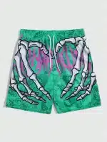 Skeleton Hand Heart Paisley Floral Graphic Men’s Shorts