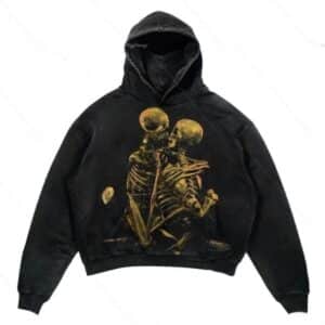 Skeleton Lovers Embrace Graphic Black Women's Hoodie