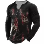 Skeleton Tearing Claw Horror Graphic Men’s Long Sleeve Shirt