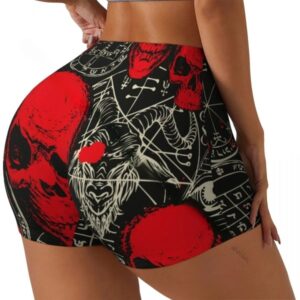 Skull Goat Head Occult Symbol Horror Women's Yoga Shorts