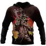 Smoking Gunslinger Skeleton Cowboy Art Retro Men’s Hoodie