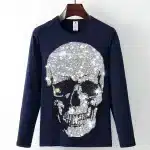 Sparkling Crystal Skull Black Men’s Long Sleeve T-Shirt