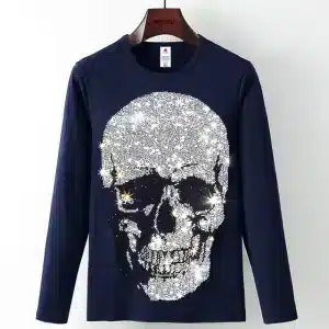 Sparkling Crystal Skull Black Men’s Long Sleeve T-Shirt