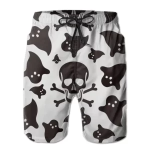 Spooky Ghosts & Skull Halloween Pattern Swim Trunks