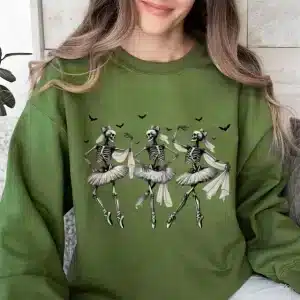 Spooky Skeleton Ballet Dancers Bat Women's Sweatshirt