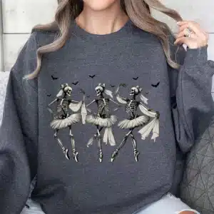 Spooky Skeleton Ballet Dancers Bat Women's Sweatshirt