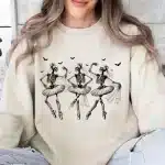 Spooky Skeleton Ballet Dancers Bat Women's Sweatshirt