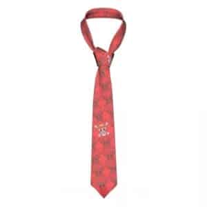 Straw Hat Pirates Jolly Roger Skull Pattern Red Necktie