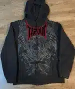 Tapout Grunge Skull Wings Logo Gothic Men’s Zip-Up Hoodie