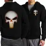 The Punisher Glowing Skull Emblem Men’s Zip-Up Hoodie