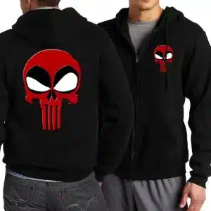 The Punisher Red Skull Emblem Black Men’s Zip-Up Hoodie